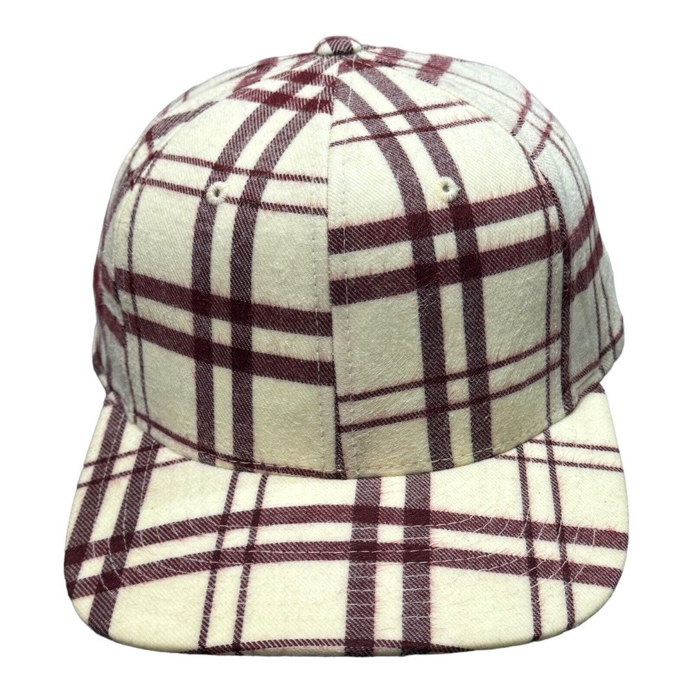 The Hundreds Adam Bomb White/Maroon Plaid Snapback Hat 100% Cotton